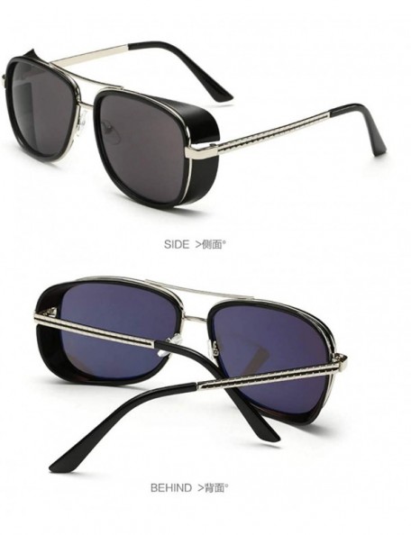 Goggle Fahion Sunglasses for Men Iron Sunglasses Metal Frame UV400 Protection Good for Driving - Black Grey - C618UARN77Y $8.15
