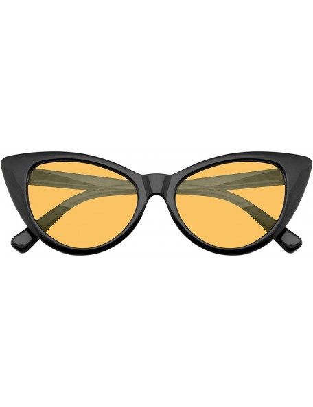 Cat Eye Retro 1990's Color Tone Fashion Mod Black Super Cat Eye Sunglasses For Women - Orange - CF1967AO4EK $7.82