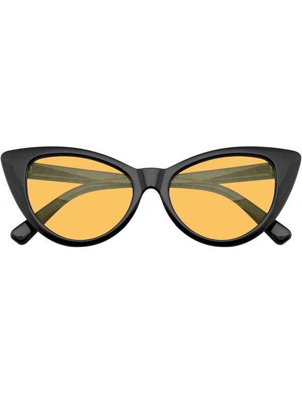 Cat Eye Retro 1990's Color Tone Fashion Mod Black Super Cat Eye Sunglasses For Women - Orange - CF1967AO4EK $7.82