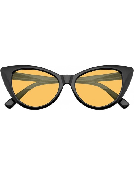 Cat Eye Retro 1990's Color Tone Fashion Mod Black Super Cat Eye Sunglasses For Women - Orange - CF1967AO4EK $7.82