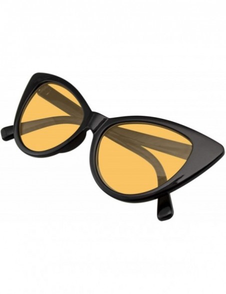 Cat Eye Retro 1990's Color Tone Fashion Mod Black Super Cat Eye Sunglasses For Women - Orange - CF1967AO4EK $7.82