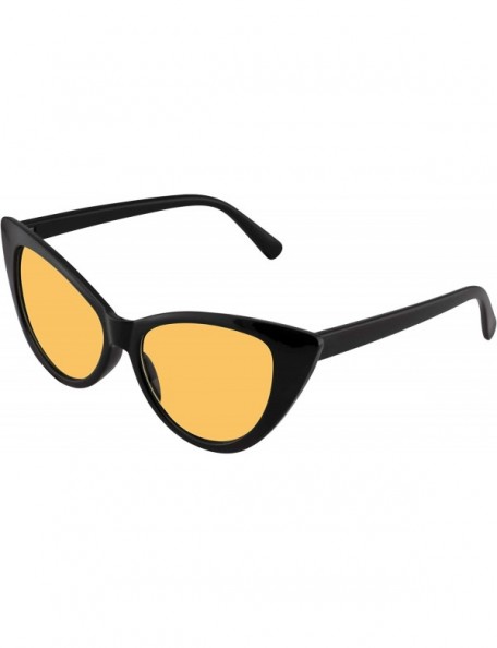 Cat Eye Retro 1990's Color Tone Fashion Mod Black Super Cat Eye Sunglasses For Women - Orange - CF1967AO4EK $7.82