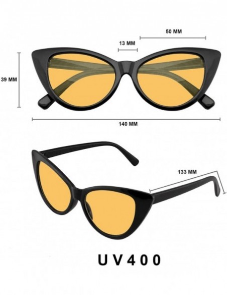 Cat Eye Retro 1990's Color Tone Fashion Mod Black Super Cat Eye Sunglasses For Women - Orange - CF1967AO4EK $7.82