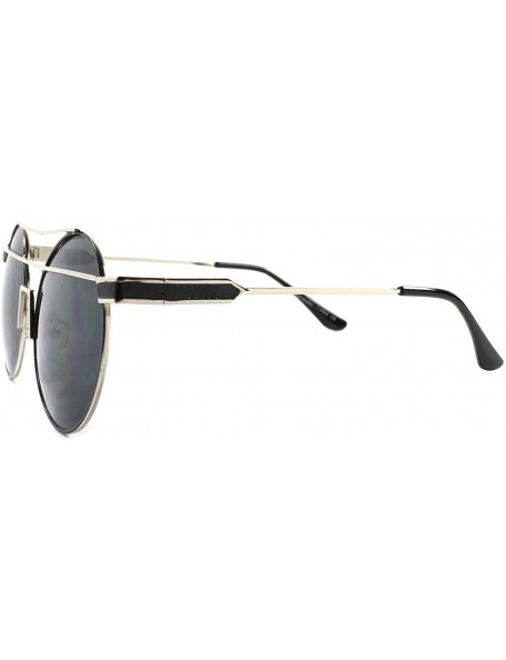 Round Celebrity Fashion Stylish Elegant Womens Designer Inspired Round Sunglasses - Silver & Black - C51896ZTI44 $12.39