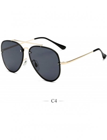 Semi-rimless Men Women Lens Oversized Sun Glasses Fashion Retro Round Sunglasses Vintage Luxury Mirror - 3 - CB198A5T6K7 $40.92