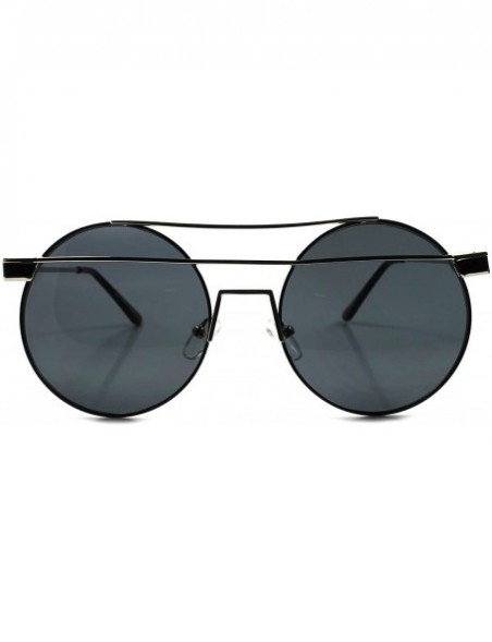 Round Celebrity Fashion Stylish Elegant Womens Designer Inspired Round Sunglasses - Silver & Black - C51896ZTI44 $12.39