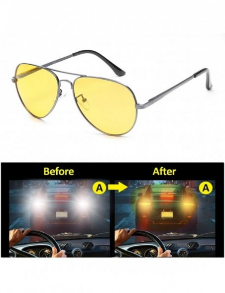 Aviator Aviator Night-Vision Driving Anti-Glare Glasses - HD Sight Polarized Yellow Night Guide Rainy Safe Glasses - CJ18UXA6...