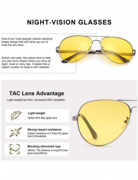 Aviator Aviator Night-Vision Driving Anti-Glare Glasses - HD Sight Polarized Yellow Night Guide Rainy Safe Glasses - CJ18UXA6...