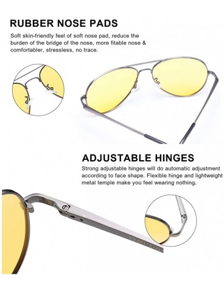 Aviator Aviator Night-Vision Driving Anti-Glare Glasses - HD Sight Polarized Yellow Night Guide Rainy Safe Glasses - CJ18UXA6...