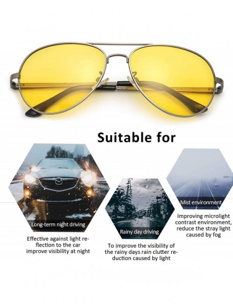 Aviator Aviator Night-Vision Driving Anti-Glare Glasses - HD Sight Polarized Yellow Night Guide Rainy Safe Glasses - CJ18UXA6...