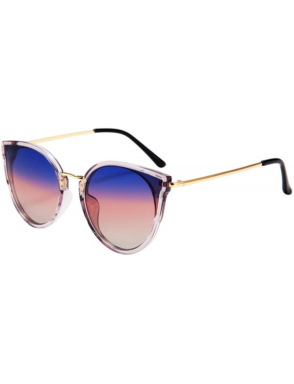 Semi-rimless Polarized Retro Cat Eye Fashion Sunglasses for Women 100% UV400 Protection - CR18TT8D3QE $17.99