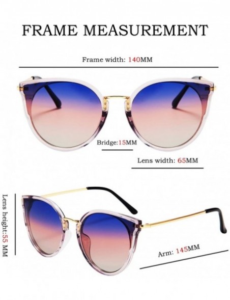 Semi-rimless Polarized Retro Cat Eye Fashion Sunglasses for Women 100% UV400 Protection - CR18TT8D3QE $17.99