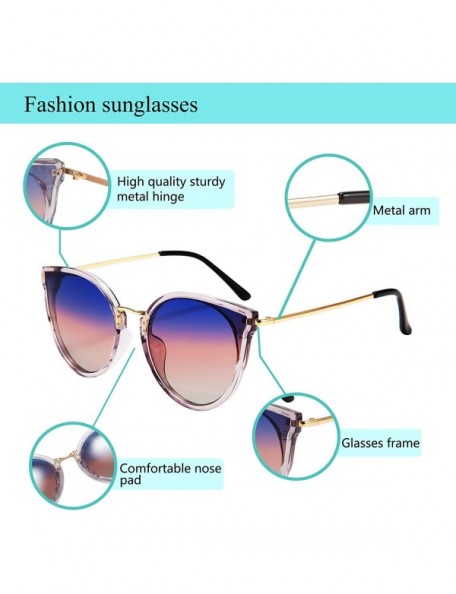 Semi-rimless Polarized Retro Cat Eye Fashion Sunglasses for Women 100% UV400 Protection - CR18TT8D3QE $17.99