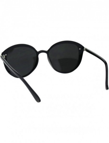 Oversized Womens Luxury Designer Fashion Mod Round Butterfly Sunglasses - Black Silver Mirror - CO18EQ8IXKY $14.50