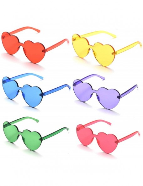 Rimless Retro Neon Heart Rimless Sunglasses for women Fashion One Piece Resin Frameless Transparent Eyewear - Multi - CT18QMW...