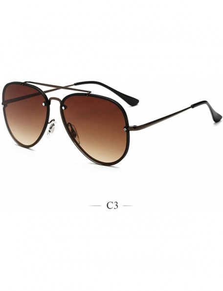 Semi-rimless Men Women Lens Oversized Sun Glasses Fashion Retro Round Sunglasses Vintage Luxury Mirror - 3 - CB198A5T6K7 $40.92