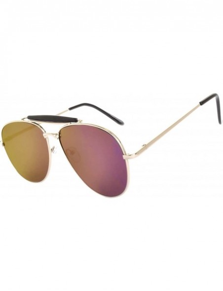 Aviator 3 Pack Aviator Brow Bar Sunglasses UV Protection Color Lens Metal Frame Unisex (063-C1-C4-C11 - Colored) - CC186SEUD2...