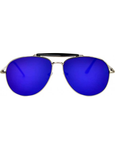 Aviator 3 Pack Aviator Brow Bar Sunglasses UV Protection Color Lens Metal Frame Unisex (063-C1-C4-C11 - Colored) - CC186SEUD2...