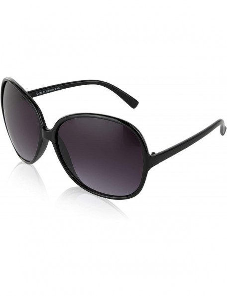 Round Oversized Sunglasses For Women/Men Square Butterfly Sun Glasses UV400 Protection - New Black - C518HZ2LZ55 $19.62