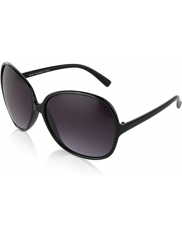 Round Oversized Sunglasses For Women/Men Square Butterfly Sun Glasses UV400 Protection - New Black - C518HZ2LZ55 $9.67