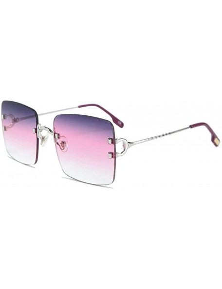 Square 2019 New Women's Frameless Square Sunglasses Individual Irregular Frameless Retro Sunglasses UV400 - Purple Pink - C21...