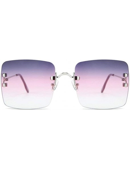 Square 2019 New Women's Frameless Square Sunglasses Individual Irregular Frameless Retro Sunglasses UV400 - Purple Pink - C21...