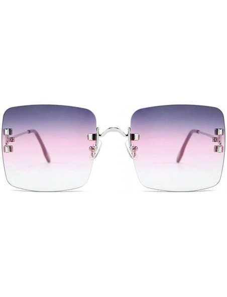 Square 2019 New Women's Frameless Square Sunglasses Individual Irregular Frameless Retro Sunglasses UV400 - Purple Pink - C21...