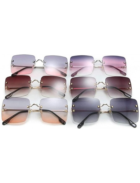 Square 2019 New Women's Frameless Square Sunglasses Individual Irregular Frameless Retro Sunglasses UV400 - Purple Pink - C21...