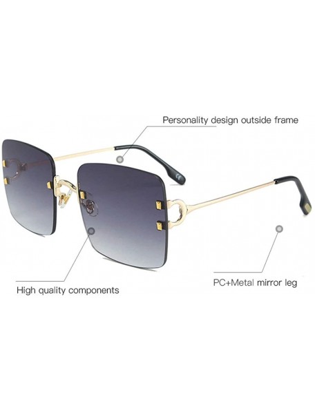 Square 2019 New Women's Frameless Square Sunglasses Individual Irregular Frameless Retro Sunglasses UV400 - Purple Pink - C21...