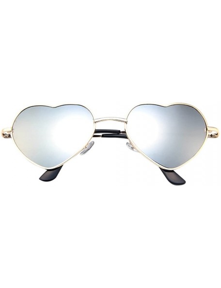 Oval Womens Heart Sunglasses Trendy Thin Metal Frame Sun-Glasses Cute Lovely Heart Style for Women - A - CL195IGEAAS $9.69