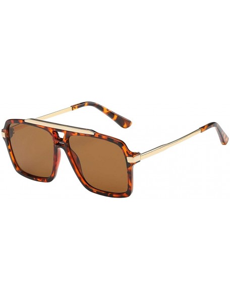 Square Pouch Men Manhattan Vintage Hipster Design Hybrid Sunglasses - 87041-leopard-gold-frame-brown - CW18S00EZ5H $12.36