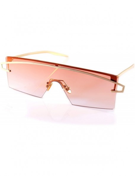 Shield Futuristic Metal Cross Top Slim Flat One Piece Panel Sunglasses A199 - Pink - CM18ERTHO2U $15.51