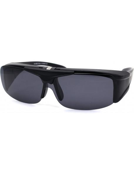 Shield Polarized Mens Flip Up Shield Exposed Lens Fit Over Sunglasses - Matte Black - CD193YMYX77 $17.28