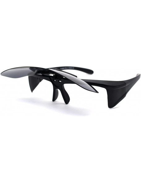 Shield Polarized Mens Flip Up Shield Exposed Lens Fit Over Sunglasses - Matte Black - CD193YMYX77 $17.28