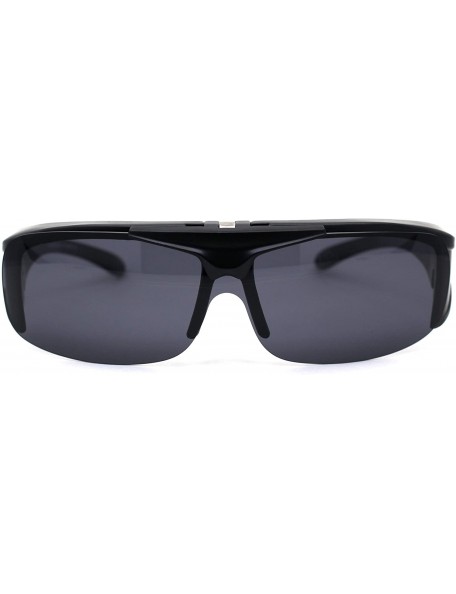 Shield Polarized Mens Flip Up Shield Exposed Lens Fit Over Sunglasses - Matte Black - CD193YMYX77 $17.28