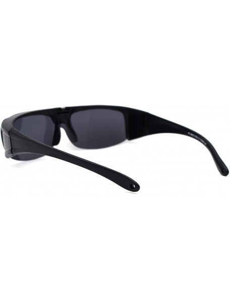 Shield Polarized Mens Flip Up Shield Exposed Lens Fit Over Sunglasses - Matte Black - CD193YMYX77 $17.28