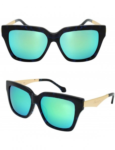 Oval Retro Inspired Handmade Acetate Square Sunglasses with Quality UV CR39 Lens Gift Pakcage Included - CL18RGD8L88 $37.84