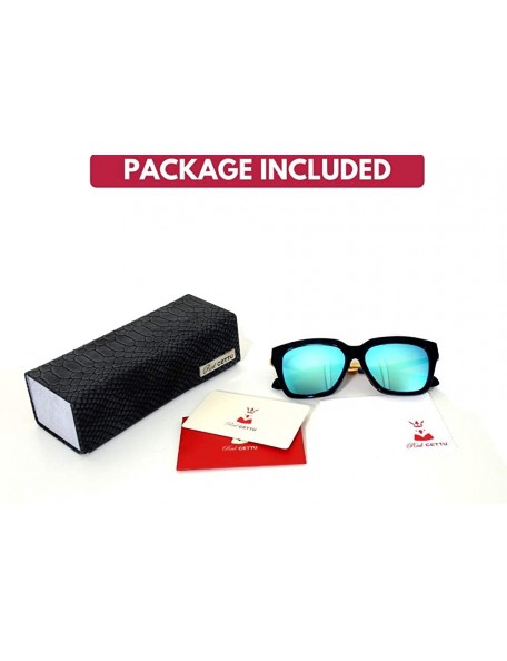 Oval Retro Inspired Handmade Acetate Square Sunglasses with Quality UV CR39 Lens Gift Pakcage Included - CL18RGD8L88 $37.84