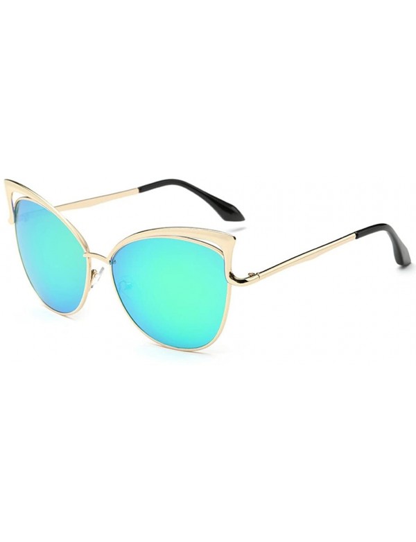 Oversized Womens Cat Eye Fashionable Oversized Frame Sunglasses Retro Round Lens - Green - CP1825QKKZX $12.84