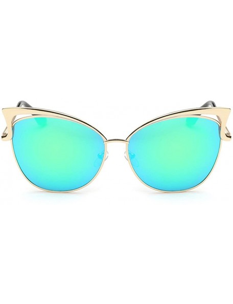 Oversized Womens Cat Eye Fashionable Oversized Frame Sunglasses Retro Round Lens - Green - CP1825QKKZX $12.84