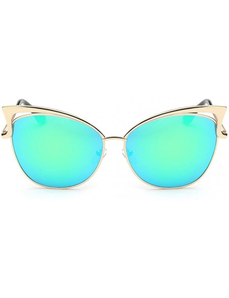 Oversized Womens Cat Eye Fashionable Oversized Frame Sunglasses Retro Round Lens - Green - CP1825QKKZX $12.84