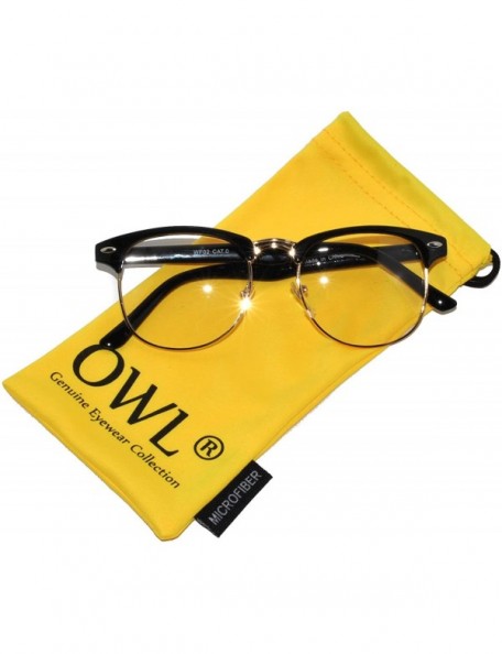 Oval Retro Classic Sunglasses Metal Half Frame With Colored Lens Uv 400 - Black-gold Clear Lens - CP11QDD6J5F $9.11