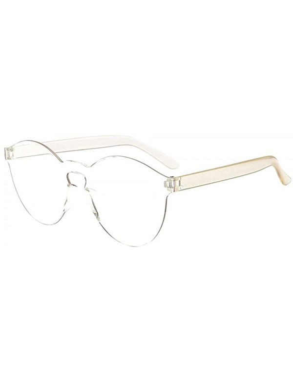 Wrap Unisex Fashion Eyewear Frameless Sunglasses Vintage Glasses - Clear - CD19745025E $7.46