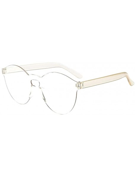 Wrap Unisex Fashion Eyewear Frameless Sunglasses Vintage Glasses - Clear - CD19745025E $7.46