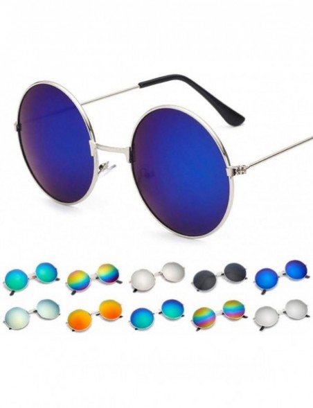 Wayfarer Round Sunglasses Women Vintage Silver Frame Unisex Sun Glasses Anti UV/Ray Retro Eyewear - A4066-x19 - CT18TYI8SQD $...