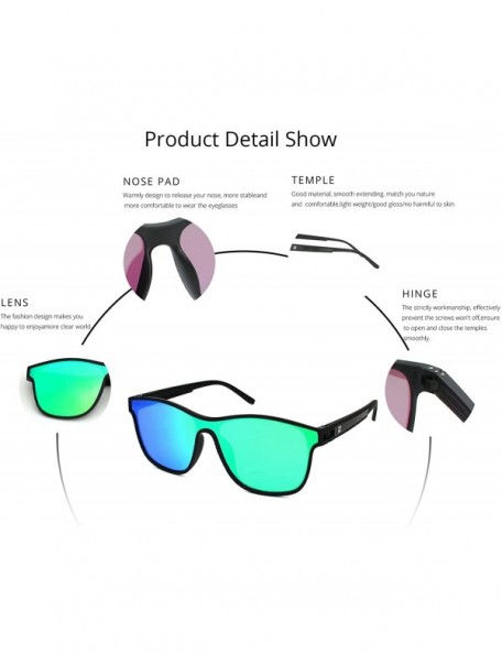 Square One Piece Shield Sunglasses for Men Women Polarized Mirrored Lens 100% UV400 Protection Tr90 Unbreakable Frame - CJ18E...