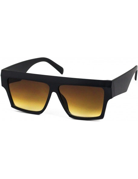 Oversized XL"THE BOLD" RECTANGULAR Oversized Flat Top Sunglasses for Women Men Flat BROW BAR - Brown - CI18OQ57E2M $10.61