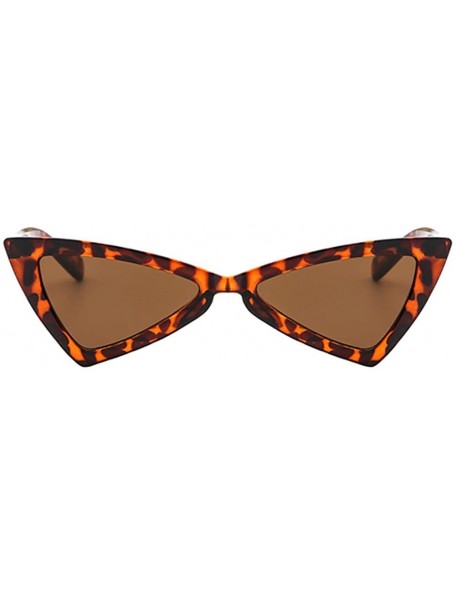 Butterfly Women Retro Cat Eye Vintage Small Thin Triangle Sunglasses Fashion - Leopard Frame & Brown Lens - C818CXG8GZ9 $19.97