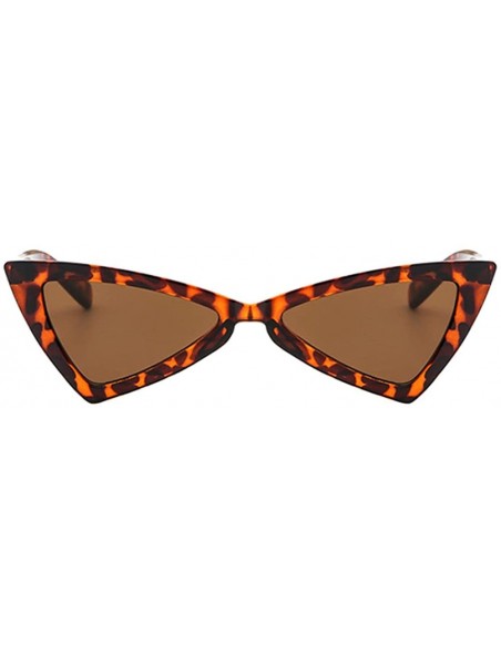 Butterfly Women Retro Cat Eye Vintage Small Thin Triangle Sunglasses Fashion - Leopard Frame & Brown Lens - C818CXG8GZ9 $12.09