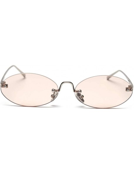 Rimless Retro Oval Sunglasses Ladies Gift Items Round Rimless Sun Glasses for Men Metal - Light Brown - CV18UWMSE52 $9.90